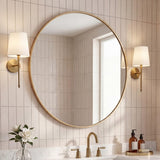 Eclipse Circle Aluminum Alloy Framed Wall Mounted Mirror
