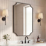 Helga 24 in. W x 36 in. H Medium Rectangular Scallop Beveled Corner Aluminum Alloy Framed Wall Mounted Mirror