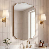 Hedge 24 in. W x 36 in. H Medium Crested Scallop Aluminum Alloy Framed Wall Mounted Mirror