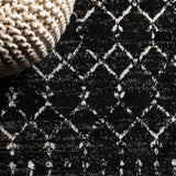 Moroccan Hype Boho Vintage Diamond Area Rug Black/Ivory