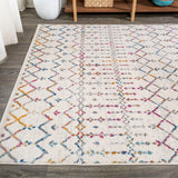 Moroccan Hype Boho Vintage Diamond Area Rug Ivory/Multi