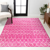 Moroccan Hype Boho Vintage Diamond Area Rug Fuchsia/Ivory