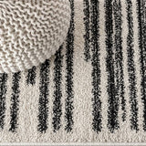 Khalil Modern Berber Stripe Area Rug Cream/Black / Runner / 2'2" X 8' – DETAIL