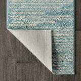 Khalil Modern Berber Stripe Area Rug Turquoise/Cream / Runner / 2'2" X 8' – BACK