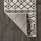 Aksil Moroccan Beni Souk Area Rug Cream/Black / Runner / 2'2" X 8' – BACK