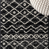 Aksil Moroccan Beni Souk Area Rug Black/Cream / Runner / 2'2" X 8' – DETAIL