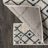Aksil Moroccan Beni Souk Area Rug Cream/Navy / Runner / 2'2" X 8' – BACK