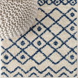 Aksil Moroccan Beni Souk Area Rug Cream/Navy / Runner / 2'2" X 8' – DETAIL