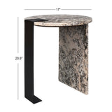 Lyra 17" Contemporary Natural Marble/Metal Handmade Round End Table - JONATHAN Y