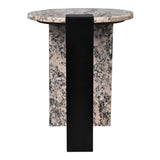 Lyra 17" Contemporary Natural Marble/Metal Handmade Round End Table - JONATHAN Y