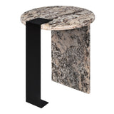 Lyra 17" Contemporary Natural Marble/Metal Handmade Round End Table - JONATHAN Y