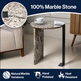 Lyra 2.6" Contemporary Natural Marble/Metal Handmade Round End Table