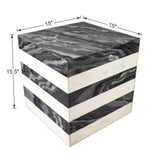 Felix 15" Contemporary Natural Marble Handmade Cube End Table