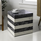 Felix 15" Contemporary Natural Marble Handmade Cube End Table
