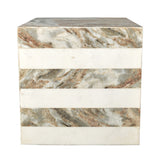Felix 15" Contemporary Natural Marble Handmade Cube End Table