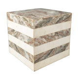 Felix 15" Contemporary Natural Marble Handmade Cube End Table