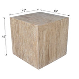 Felix 15" Contemporary Natural Marble Handmade Cube End Table