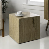 Felix 15" Contemporary Natural Marble Handmade Cube End Table