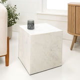 Felix 15" Contemporary Natural Marble Handmade Cube End Table