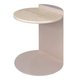 Evelyn 16" Contemporary Natural Marble/Metal Handmade C-Shaped End Table - JONATHAN Y