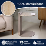 Evelyn 2" Contemporary Natural Marble/Metal Handmade C-Shaped End Table