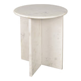 Javier 14" Contemporary Natural Marble Handmade X-Shaped End Table - JONATHAN Y