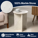 Javier 17.75" Contemporary Natural Marble Handmade X-Shaped End Table