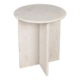 Javier 14" Contemporary Natural Marble Handmade X-Shaped End Table - JONATHAN Y