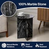 Javier 17.75" Contemporary Natural Marble Handmade X-Shaped End Table