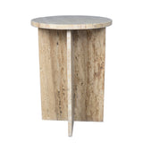 Javier 14" Contemporary Natural Marble Handmade X-Shaped End Table - JONATHAN Y