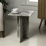 Cecil 18.5" Contemporary Natural Marble Handmade T-Shaped End Table