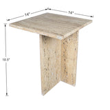 Cecil 18.5" Contemporary Natural Marble Handmade T-Shaped End Table