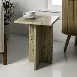 Cecil 18.5" Contemporary Natural Marble Handmade T-Shaped End Table