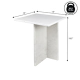 Cecil 18.5" Contemporary Natural Marble Handmade T-Shaped End Table