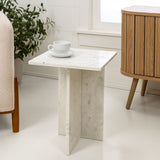 Cecil 18.5" Contemporary Natural Marble Handmade T-Shaped End Table