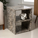 Sloane 16" Modern Natural Marble Handmade Rectangular 2-Shelf End Table - JONATHAN Y
