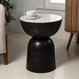 Atarah 2" Contemporary Natural Marble/Metal Handmade Hourglass End Table