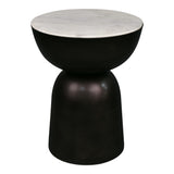 Atarah 16" Contemporary Natural Marble/Metal Handmade Hourglass End Table - JONATHAN Y