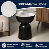 Atarah 2" Contemporary Natural Marble/Metal Handmade Hourglass End Table