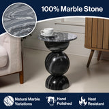 Aura 19" Modern Natural Marble Handmade Stacked Round Pedestal End Table