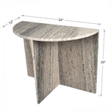 Patrice 20" Art Deco Minimalist Natural Marble Handmade Demilune Side Table