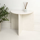 Patrice 20" Art Deco Minimalist Natural Marble Handmade Demilune Side Table