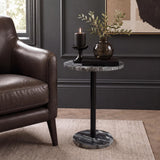 Cogsen 22.25" Contemporary Natural Marble/Metal Pedestal Drink Table