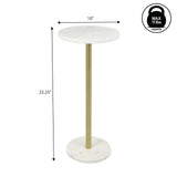 Cogsen 22.25" Contemporary Natural Marble/Metal Pedestal Drink Table