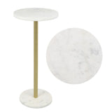 Cogsen 22.25" Contemporary Natural Marble/Metal Pedestal Drink Table