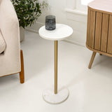 Cogsen 22.25" Contemporary Natural Marble/Metal Pedestal Drink Table
