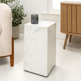 Felix 18" Contemporary Solid Natural Marble Handmade Square Plinth Block Pedestal End Table