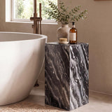 Felix 18" Contemporary Solid Natural Marble Handmade Square Plinth Block Pedestal End Table