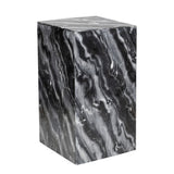 Felix 18" Contemporary Solid Natural Marble Handmade Square Plinth Block Pedestal End Table