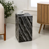 Felix 18" Contemporary Solid Natural Marble Handmade Square Plinth Block Pedestal End Table